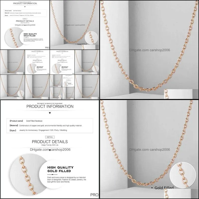 2mm Thin Women Girl 585 Rose Gold Color Rolo Cable Link Chain Necklace Elegant Jewelry 20-24inch CN14 Chains