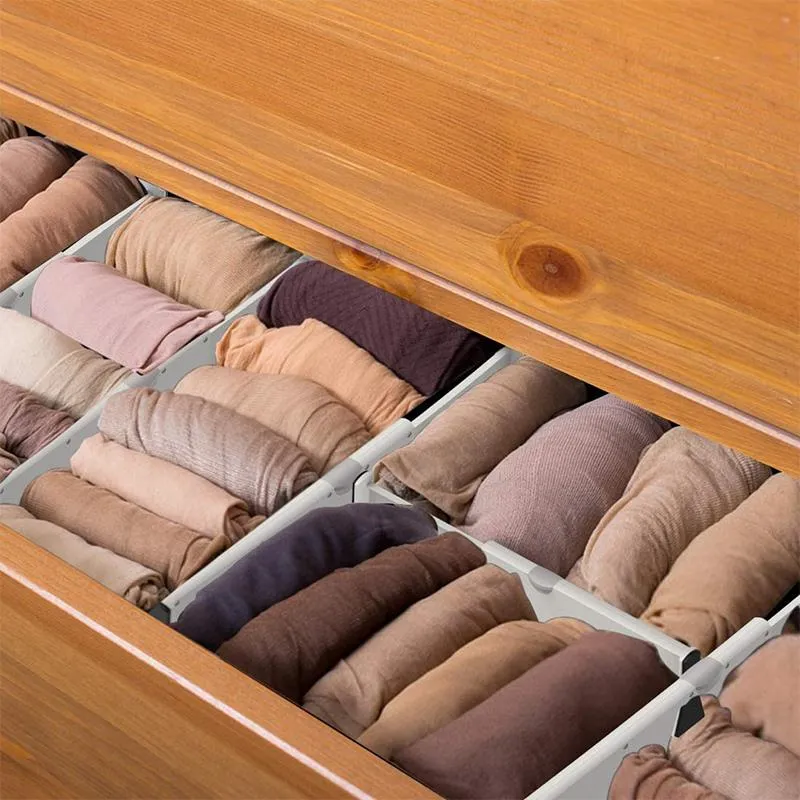 Paquete de 5 separadores de cajones organizadores de ropa interior para  calcetines, 88 celdas plegables de tela, organizador de armario de  dormitorio