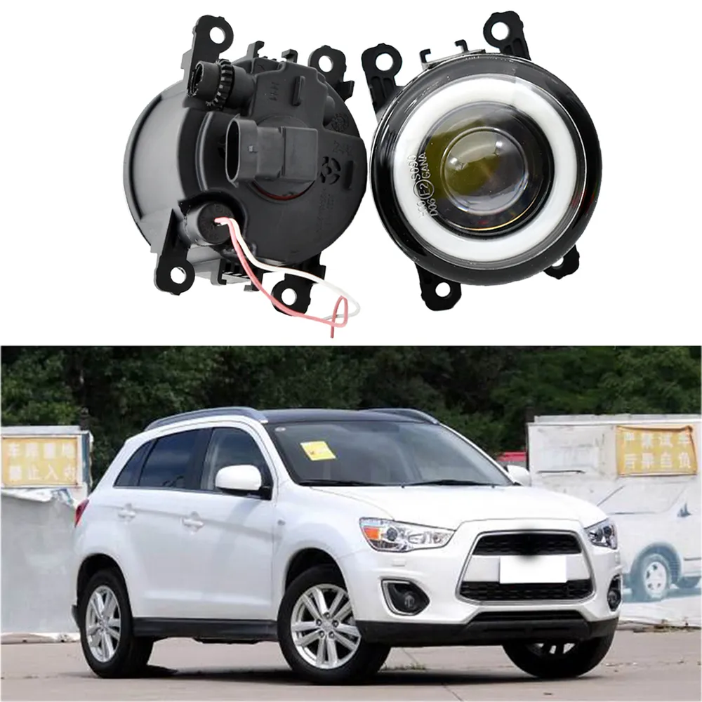 2 adet / grup Araba Ön Tampon Lens Ile LED Sis Işıkları Melek Göz Mitsubishi ASX RVR Outlander Spor 2013-2015