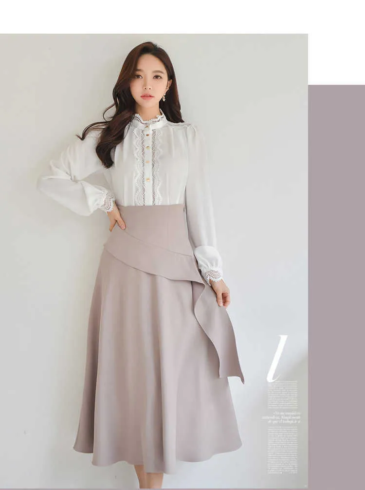 Office Set Korean Ladies White Cotton Shirt and Mid-Calf Lace Skirt Formal  Suit for Women Ages 18-35 from Dhgate Two Piece Dress - price 69.28