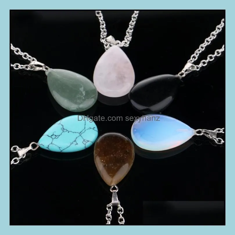 Natural Stone Pendants Necklaces Star Moon Six Prism Cross Water Drop Healing Crystals Amethyst Quartz Bead Chakra Healing Point