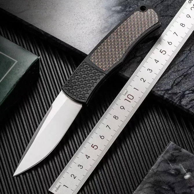 1 st toppkvalitet Automatisk taktisk vikkniv 154cm Satin Stålblad Aviation Aluminium + Kolfiberhandtag EDC Pocket Folder Knivar