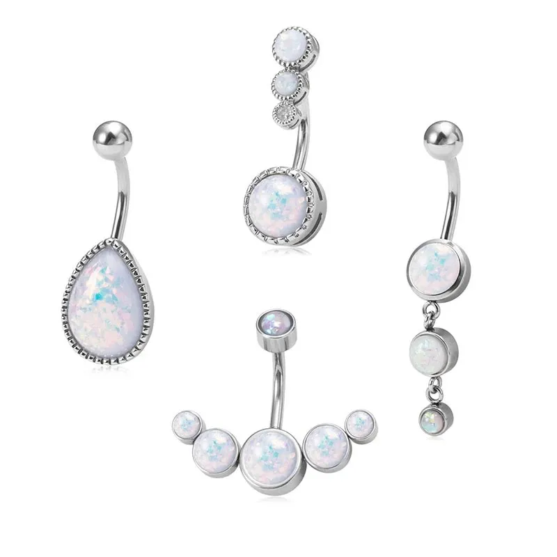 Fake Opal Nabelpiercing Bauchnabelringe für Frau Bar Chirurgenstahl baumelnder Ombligo Stud Barbell Sexy Körperschmuck