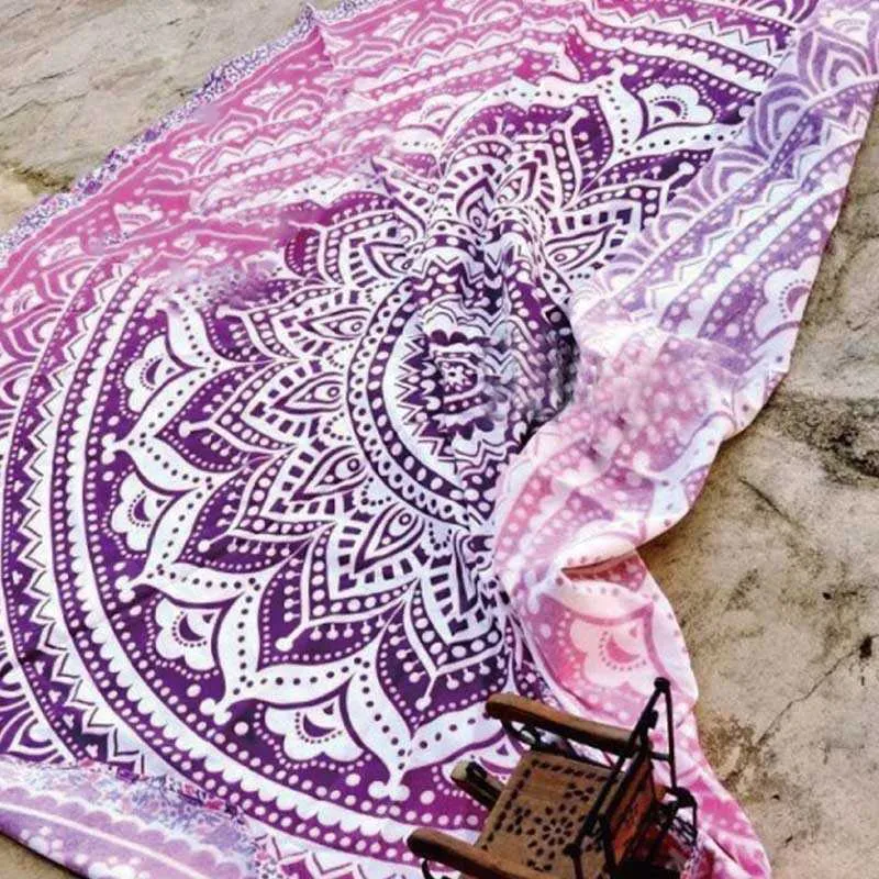 Mandala Round Tapestry Summer Beach Picnic Kasta Rug Blanket Böhmen Mats Jan88 210609
