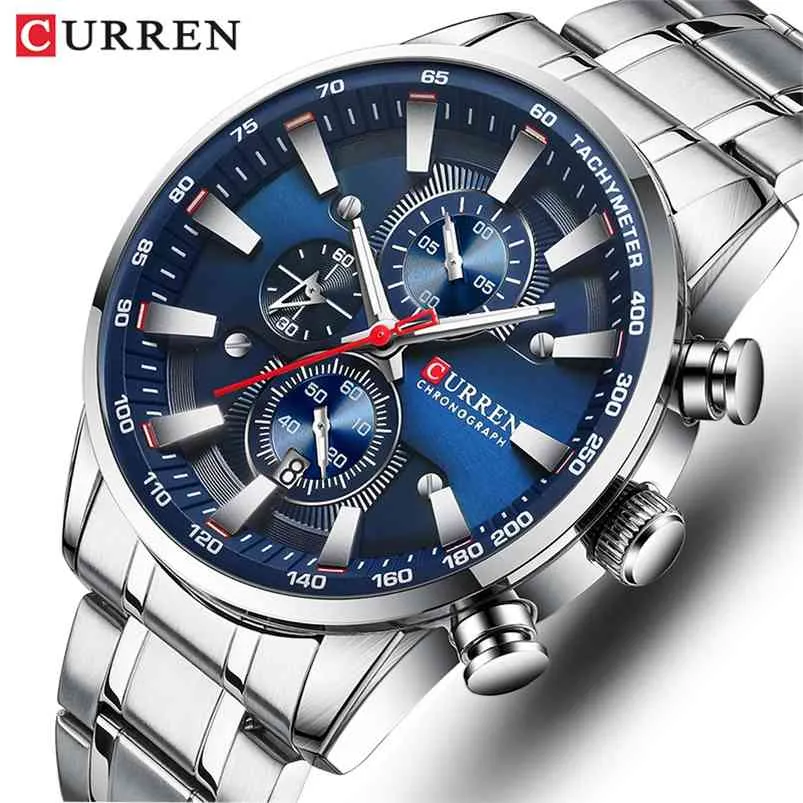 Montres pour hommes Top marque de luxe CURREN Quartz Mens Watch Sport Montres-bracelets étanches Chronographe Date Relogio Masculino 210804