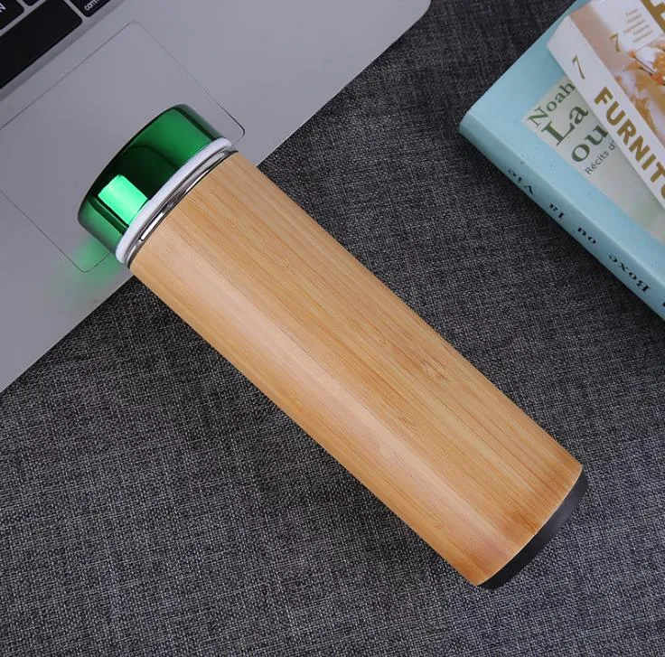 17oz Bamboo Tumbler with Tea Infuser and Strainer Stainless Steel Water Bottle Double Wall Vacuum Insulated Travel Mug SN2282