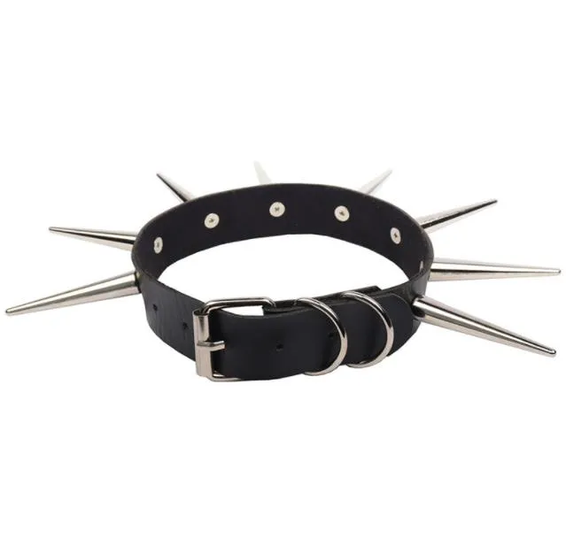 Punk Big Metal Spike Rivets Rock Gothic Chokers Pu Leather Stud Collar Choker Necklace Hip Hop Statement