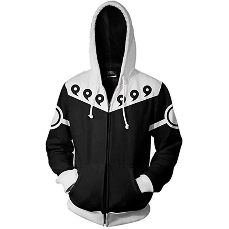 Herenhoodies Sweatshirts 2021 Rits voor Mannen Dames Cosplay Kostuum Anime Cool Black Coat Hooded Sweatshirt Streetwear Tops