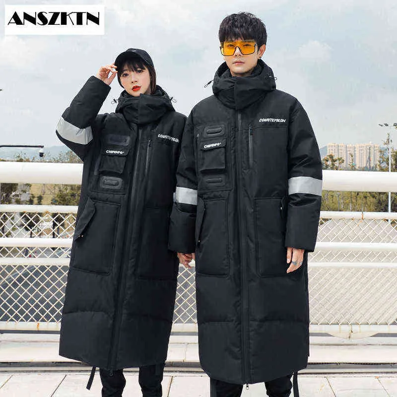 ANSZKTN 2021 NEW YR097-P200 fashion mens cotton Winter Jacket Men Fashion Thick Warm Parkas Fur White Duck Down Coats Casual Y1103