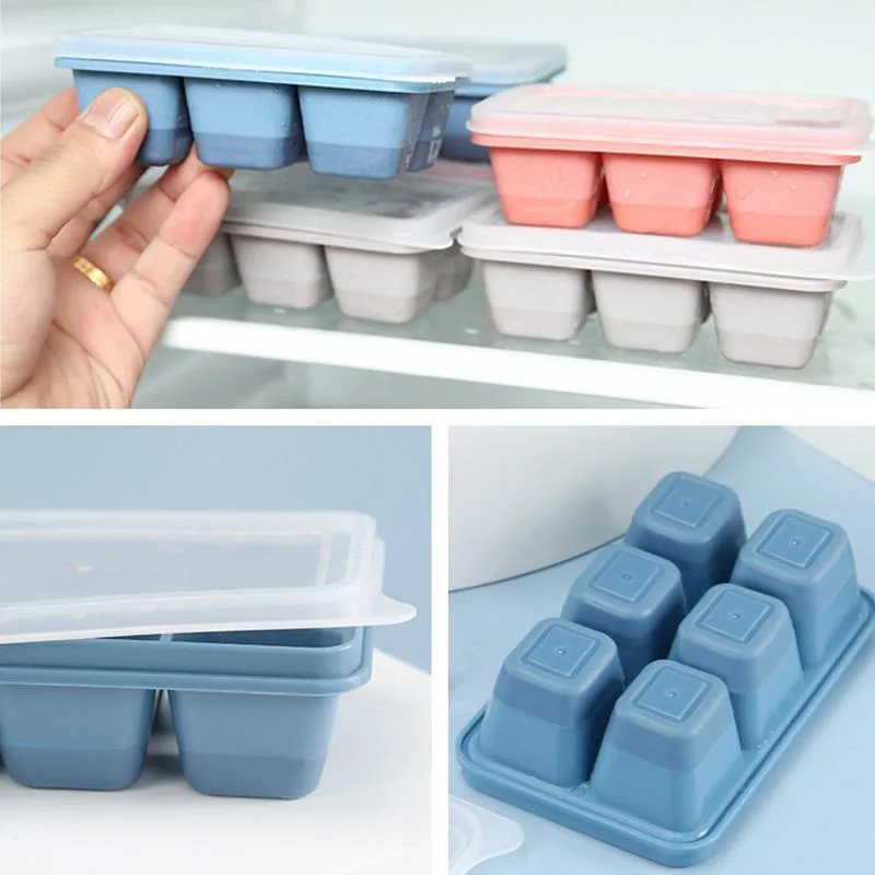 6 Lattice Ice Cube Tray Tools Food Grade Silicone Candy Cake Mold Baking Cakes Cream Moulds With Lids Kitchen Accessories BH4518 TQQ