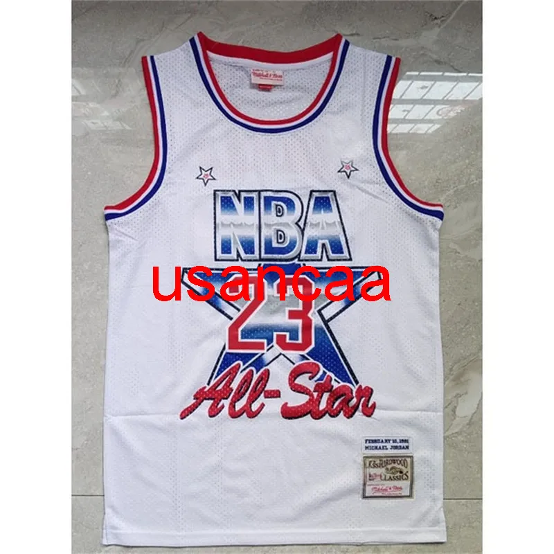 Masculino bordado 23# Michael Nova temporada 91 All Star White Basketball Jersey S M L XL XXL