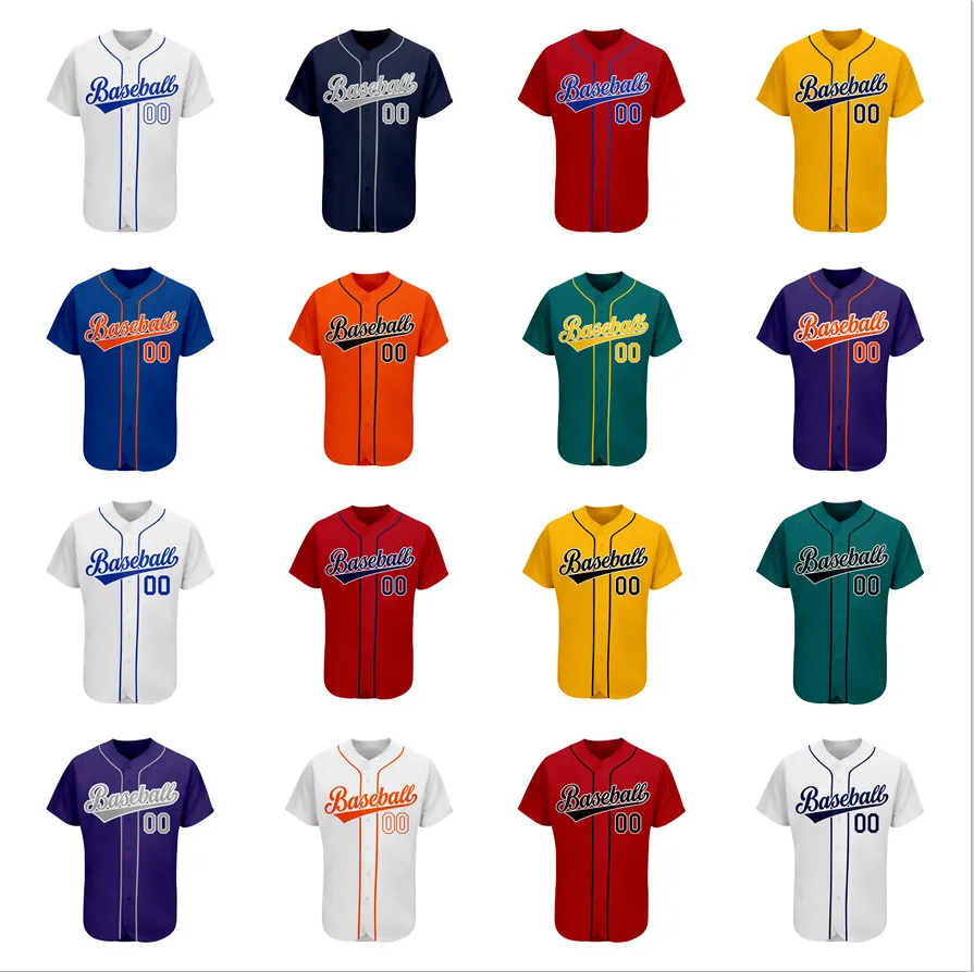 Monet ir a buscar Tipo delantero Jersey de béisbol Uniforme de equipo personalizado Bordado personalizado  Número Logotipo Secado rápido Secreto de manga