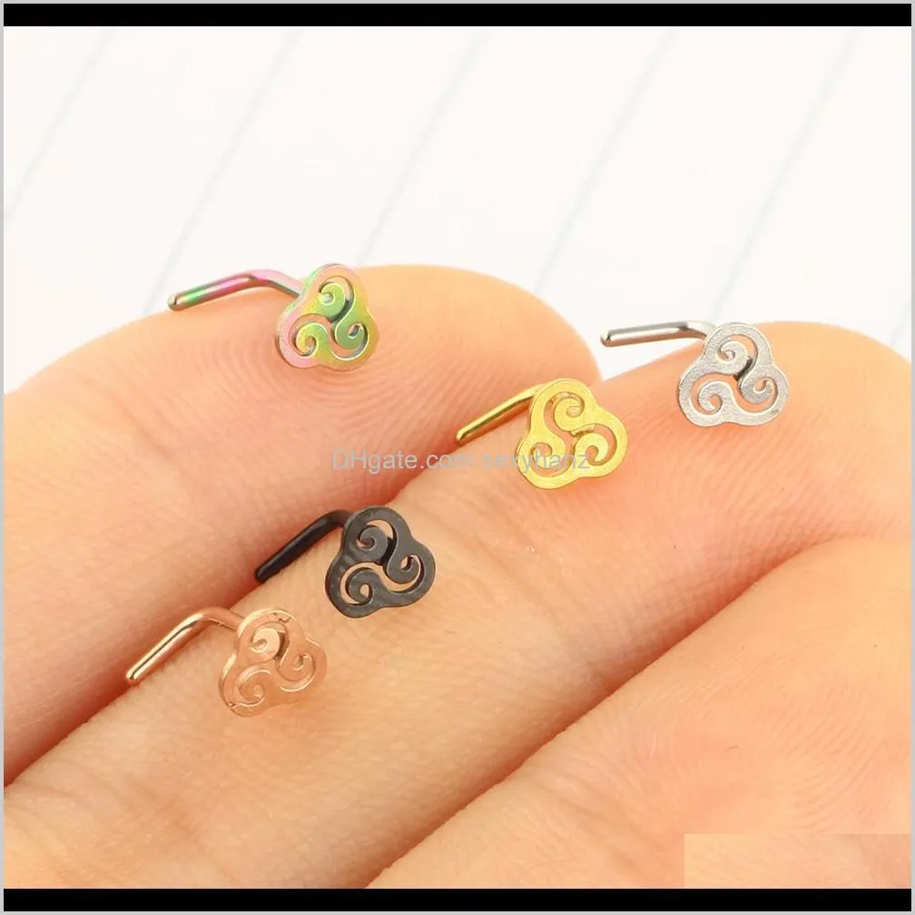 20g surgical steel mix color nose stud rings l shaped piercing jewelry nose rings nose piercing body sprial wholesales