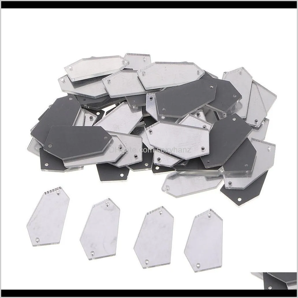 50pcs sew-on acrylic flat polygon mirror crystal rhinestones for costume dress garment accessories