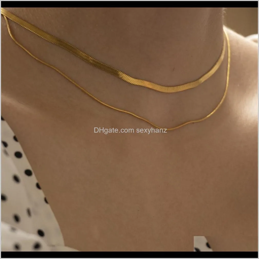 simple choker double snake bone short necklace cool wind gold titanium steel clavicle chain neck ornament