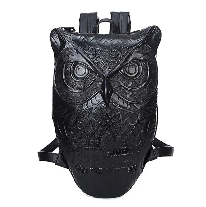 Originality 3D Embossed Owl Backpack Waterproof Travel Bag  display picture 1