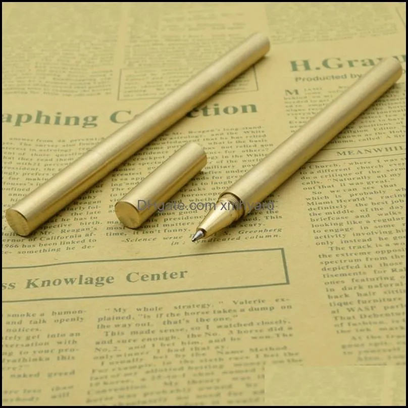 Smooth Bright Surface Brass Gel Pen 0.5mm Black Ink Refill Writing Tools Office School Supplies Materials Pens