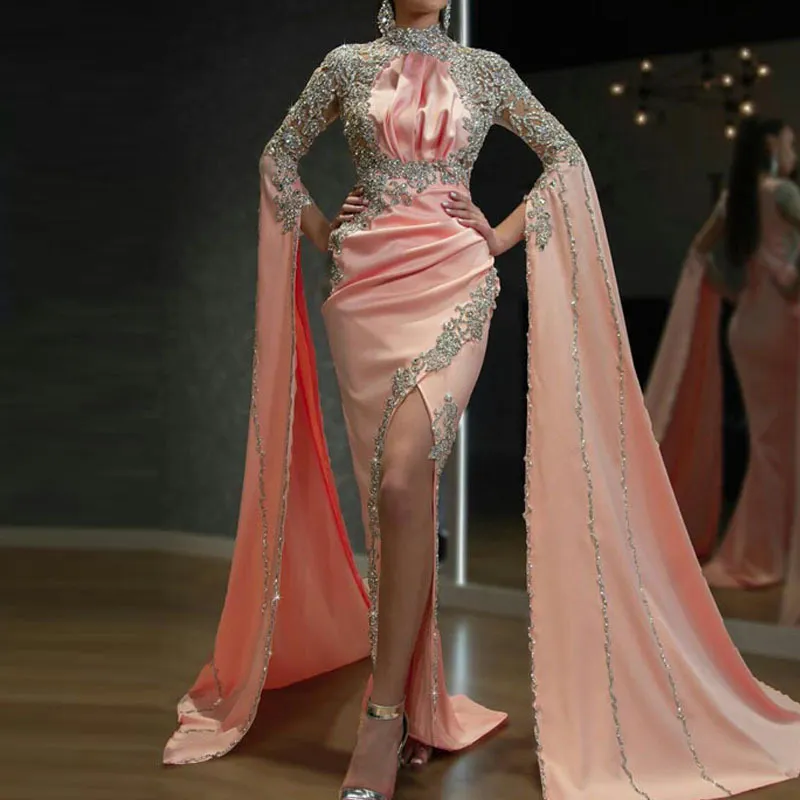 green emerald velvet dress Peach Fairy Ruffled Sleeve Chiffon Plunging Formal Dress main image 0