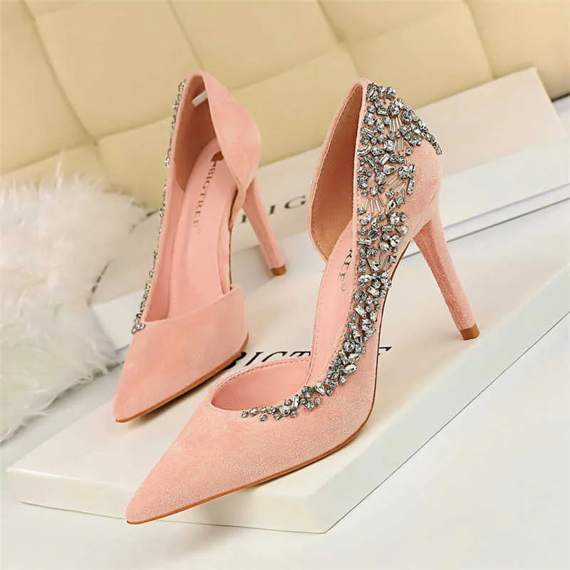 BIGTREE 2021 Frühling Strass Frauen Dünne Fersen Extreme Sexy High Heels Luxus Kristall Pumpen Damen Party Braut Designer Schuhe Y0611