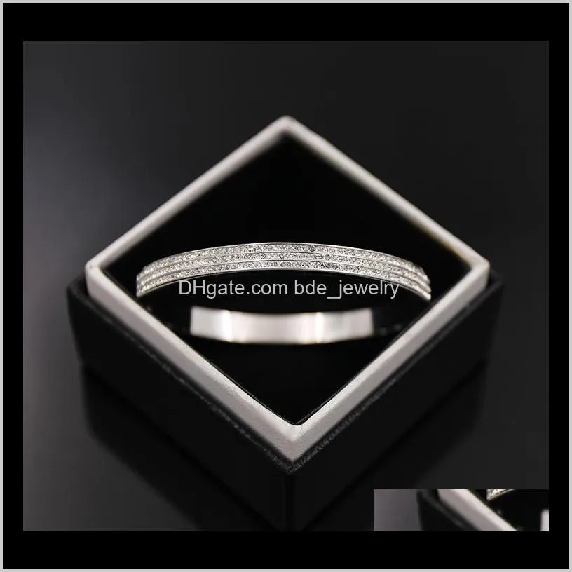 brand bijoux bangles rivet 316 l titanium stainless steel full crystal bangles bracelets fashion jewelry for women and men