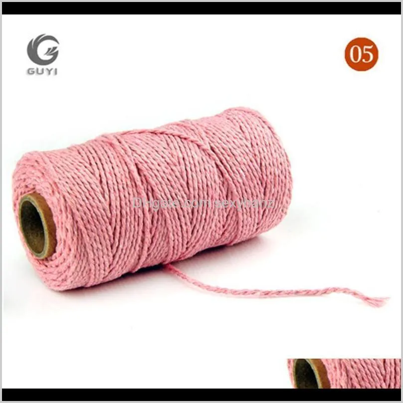 1 roll 100 yards 2mm colorful twisted cotton rope 2 colors strand twisted diy macrame cotton cords1
