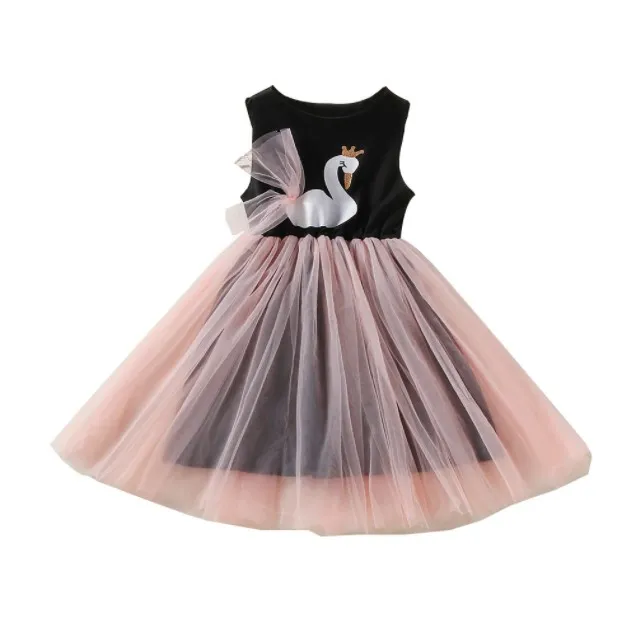 Baby girls tutu klänning barn ärmlös klänningar barn tjej svan tulle sundress