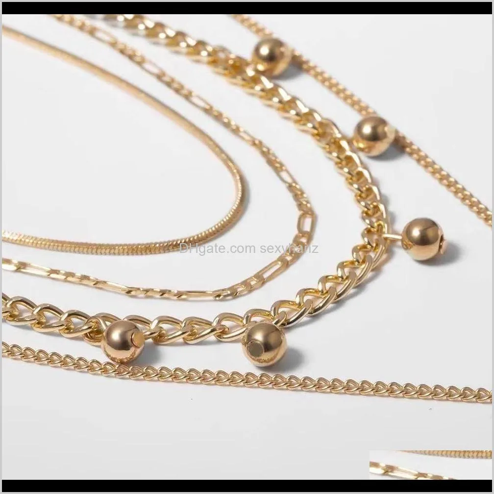 jewelry personality snake bone chain mixed with round multi-layer geometric ring necklace