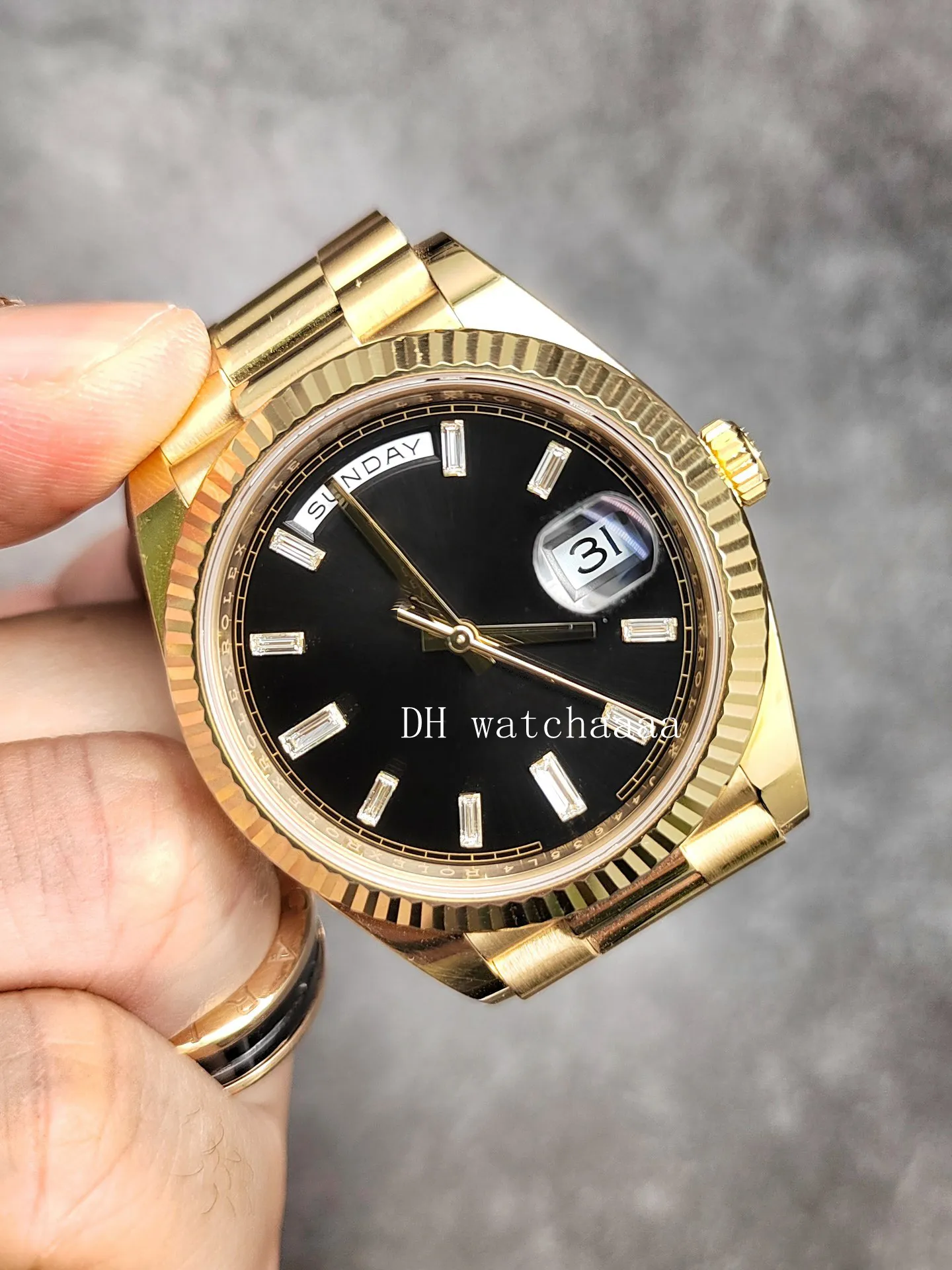 box High Quality Watch Asia 2813 Movement 40mm 18k Solid Gold Index Black Dial Watch 228238 Sapphire Glass Automatic Mens