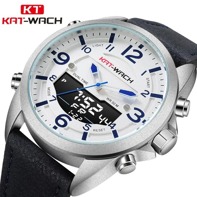 KAT-WACH 1818 Double fuseau horaire natation hommes montre de Sport numérique montres à Quartz étanche 50 M horloge militaire Relogio Masculino montre-bracelet