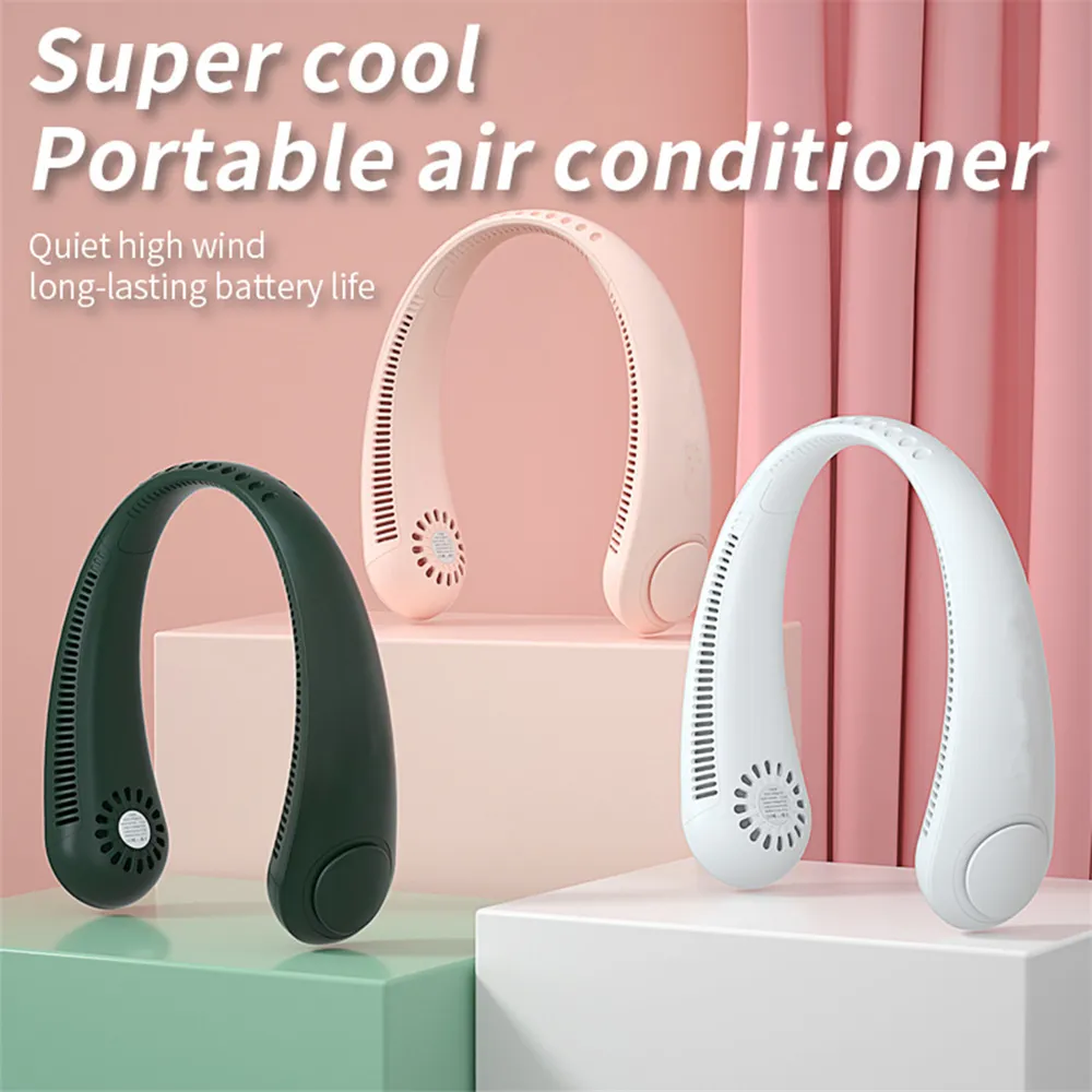 Ventilatore da collo portatile Ventilatore non sfilato 2400mAh Realeabile Handfree Appeso Appeso Ventilatori sportivi per la casa Esterno Air Cooler