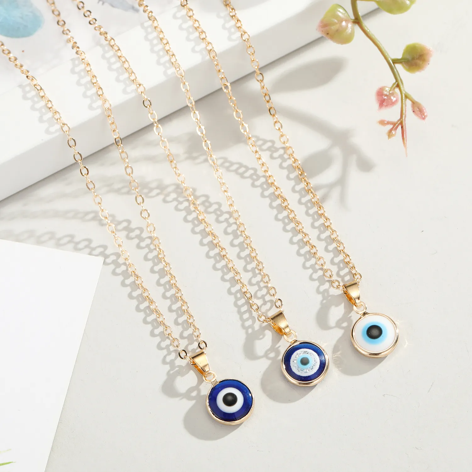 Boho Evil Eye Necklace - Turkish Blue Eye Bead Pendant Choker For Women, 45cm+5cm Chain