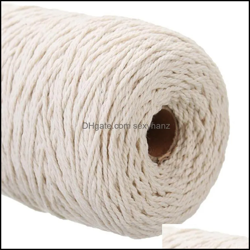 Yarn 1mm X 400m Beige White Cotton Braided Rope Craft Bohemian Macrame DIY Handmade Accessories