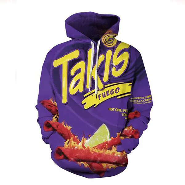 패션 남성 여성 새로운 3D 인쇄 Takis Hoodies 긴 소매 후드 스웨트 후드 코트 KF026