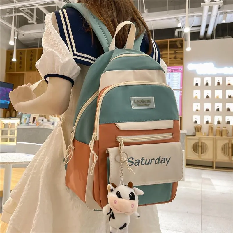 학교 가방 Schoolbag 여성 초등 학생 1 학년에서 6 학년까지 여름 색상 일치하는 슈퍼 라이트 2021 중간 및