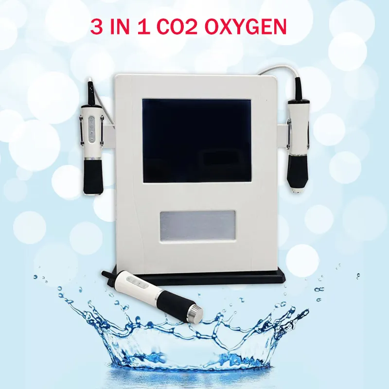 Tragbar 3 in 1 Sauerstoffstrahl Gesichtsfaltenentfernung Haut Verjüngung Whitening Beauty Machine mit CO2 Blasen Sauerstoff