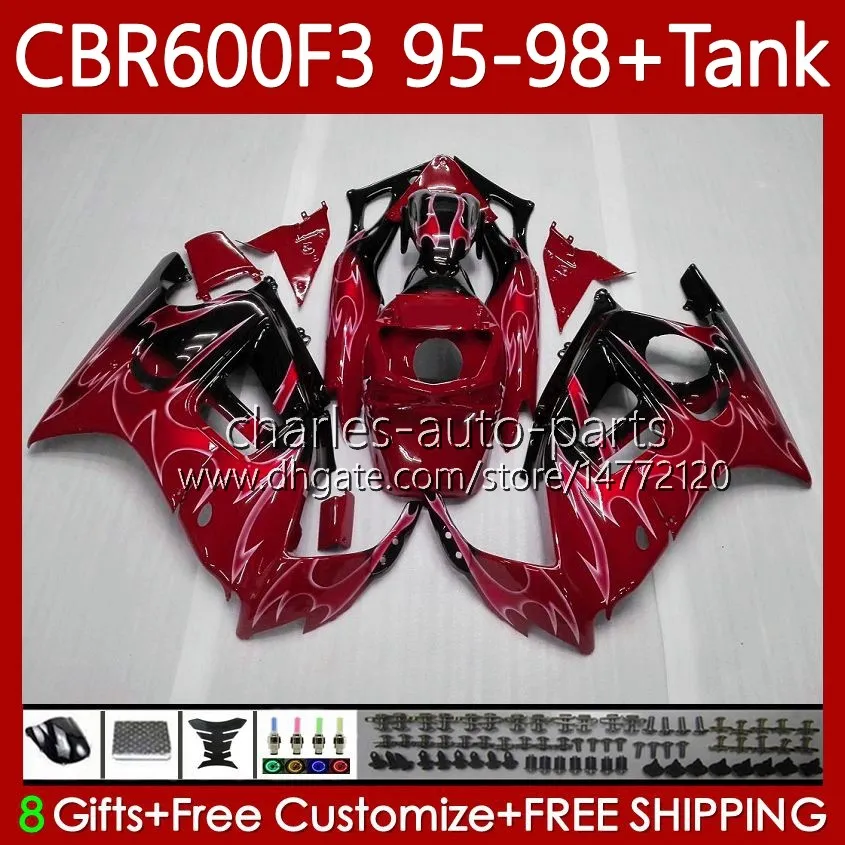 Body For HONDA CBR-600 CBR 600 CBR600 F3 FS CC 600F3 97 98 95 96 64No.273 600FS CBR600F3 600CC 1995-1998 Bodywork CBR600FS 1997 1998 1995 1996 OEM Fairings Red flames