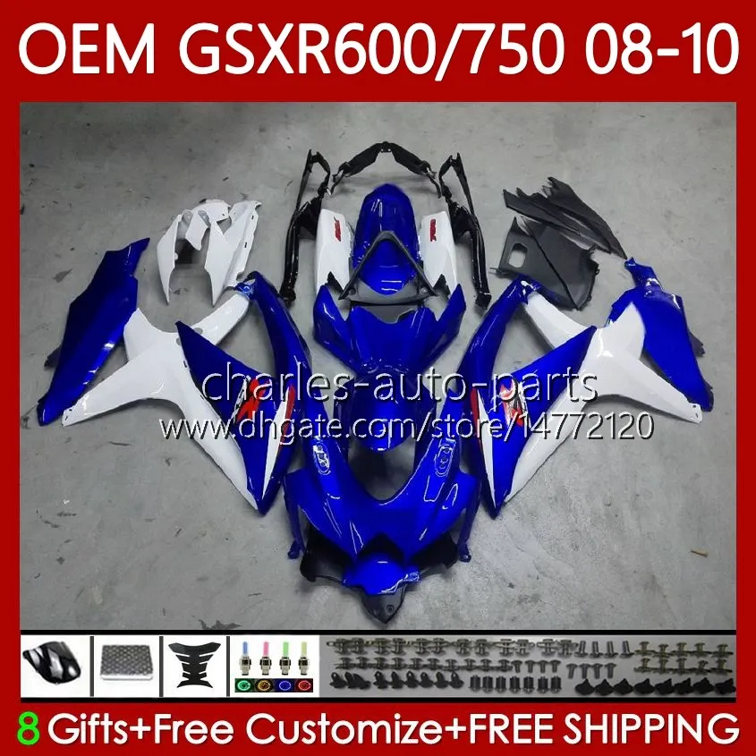 Suzuki Body GSXR 600 750 CC 600CC 750cc GSXR600 K8 GSX-R750 88NO.20 GSXR-600 GSXR-750 08 09 10 GSXR750 GSX-R600 2009 2010 2010 OEM 페어링 공장 블루 BLK