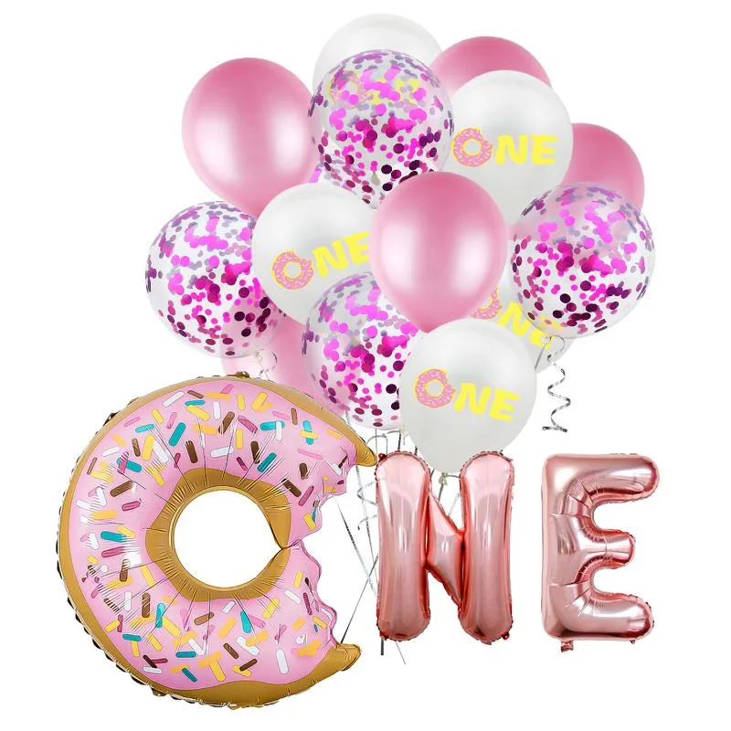 Оформление партии Net Красный взрыв Пончик один латексный шар 1 год Baby Bartism 1-й день рождения 140