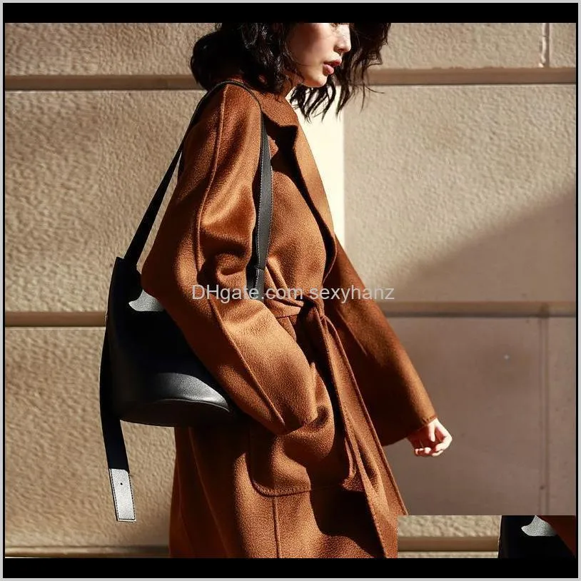 vintage wool coat women double sided long jacket winter coat women elegant windbreaker abrigos mujer invierno 2020 7202 yy692