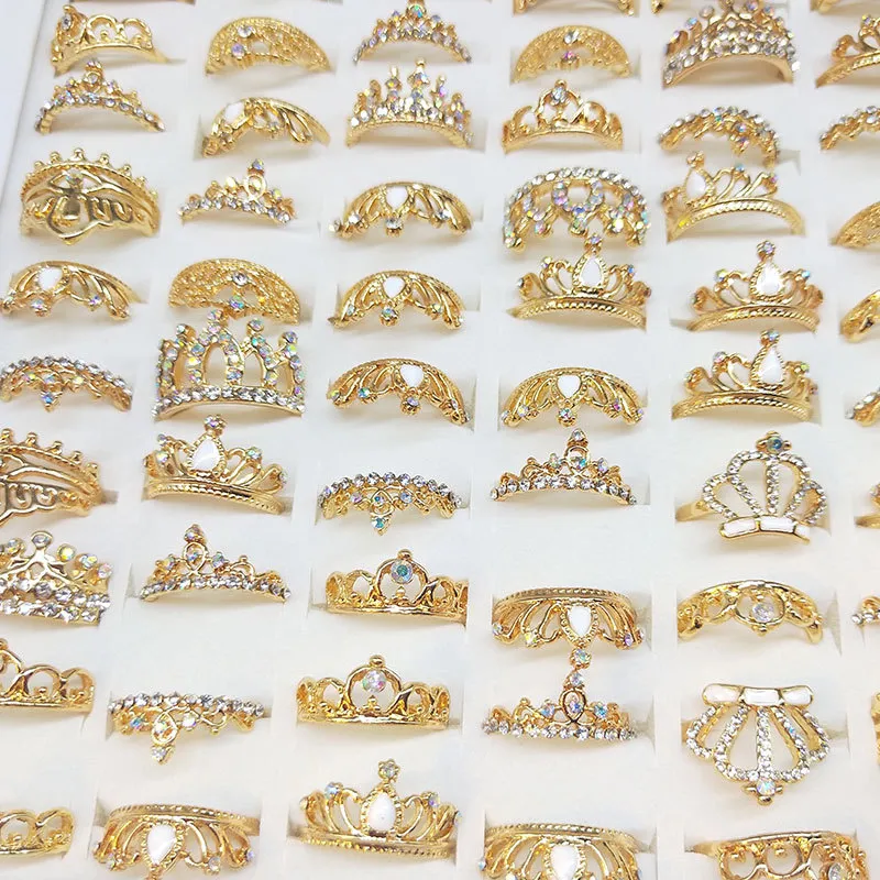 Rhinestone anillo de cristal anillos de corona mezcla diseños