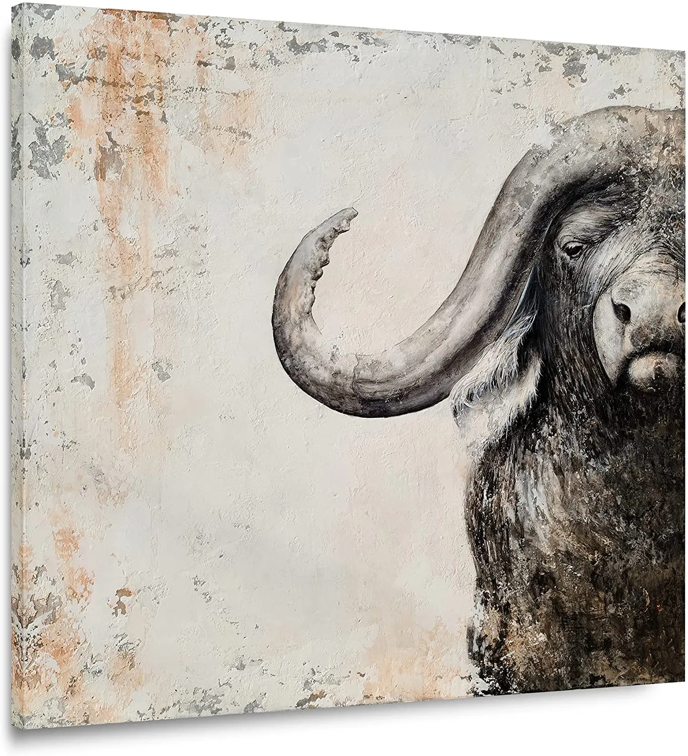 ハイランド牛の手描きのキャンバスの壁アート絵画素敵な野生動物油絵の絵画はリビングルームの寝室のために無効になっていない