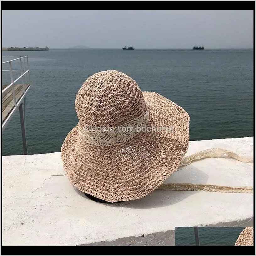 small  sunscreen hat ladies summer woven foldable beach straw hat vacation big eaves sun m207