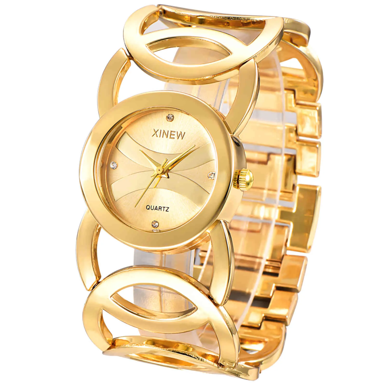 XINEW Rhinestone Raadd Quartz Watch Price With Gold Plating And