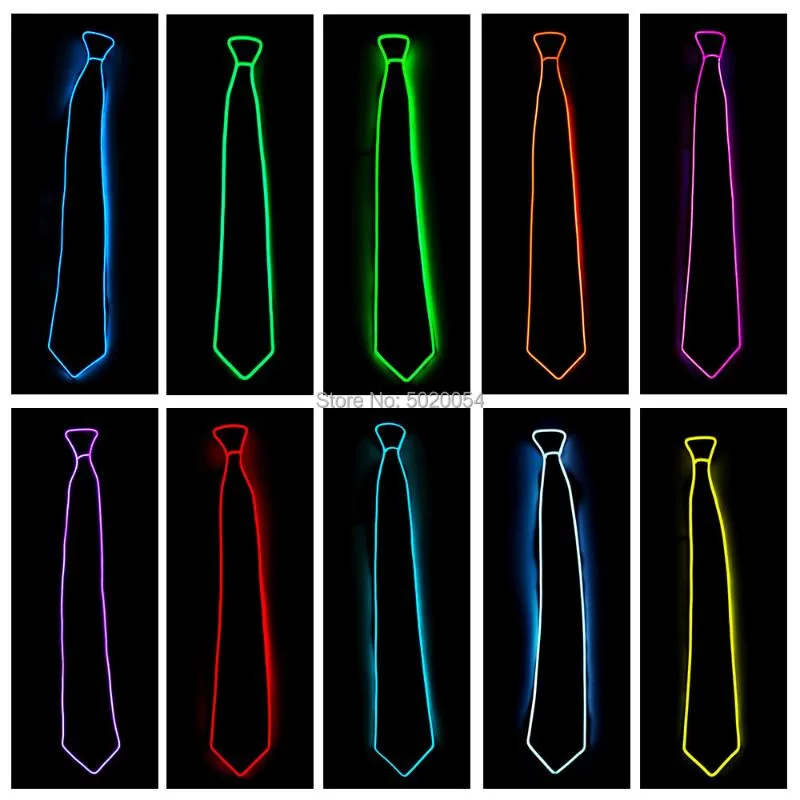 Party Masks Dance DJ Club Bar Decorative Flashing Neon EL Light Up Slim Tie Novelty Cosplay LED Rave Neck For Men