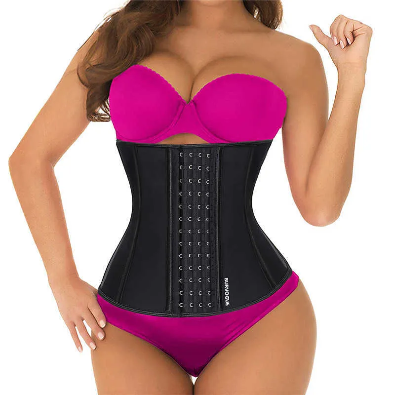 Burvogue Waist Trainer Corset for Weight Loss Women Latex Corset Body Shaper Tummy Waist Cincher Slimming Shaper Belt Shapewear 210708