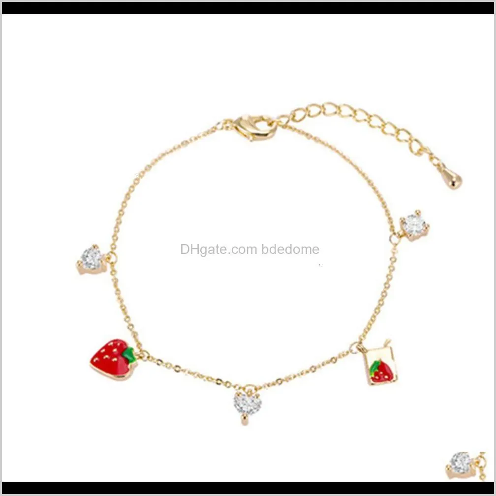 japanese and korean style new simple strawberry women`s personality trend versatile bracelet fashion jewelryez7i