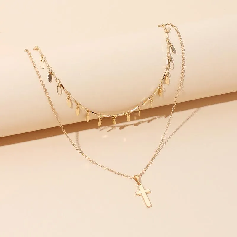 Hänge halsband halsbandskläder flera lager av tvär utsökt mode klavikelkedja halsband sommarklänning smycken gåva