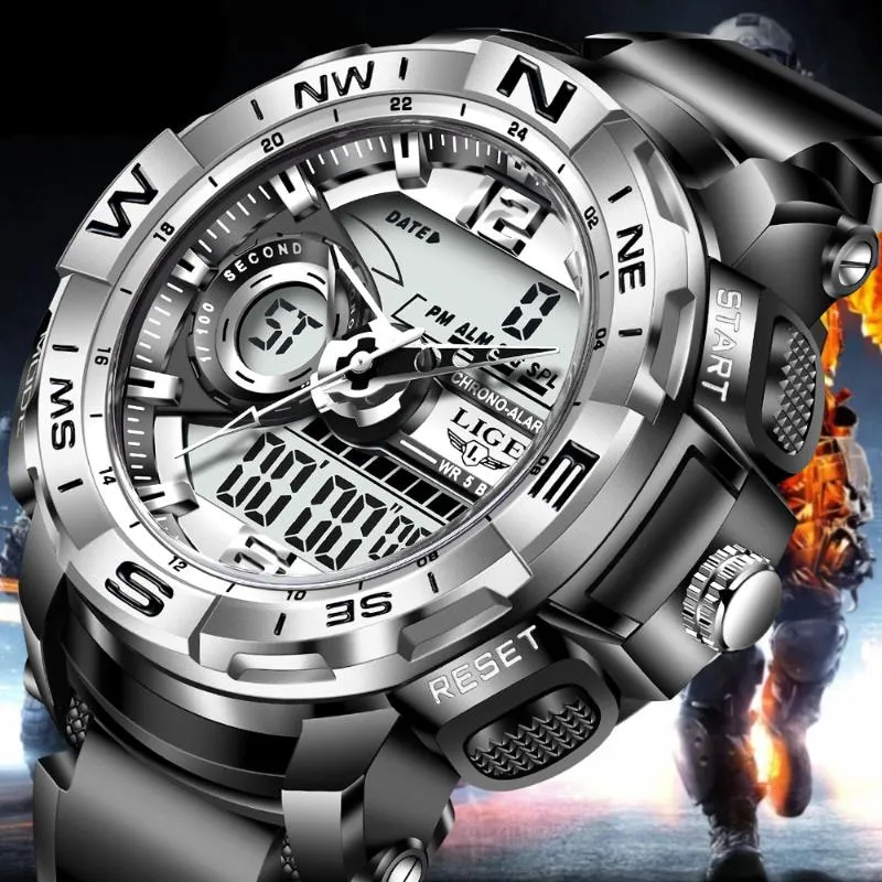 Relógios de pulso de relógios de luxo de luxo homens homens militares homens relógio impermeável esporte relógio relógio de pulso dual relogio masculino 2021