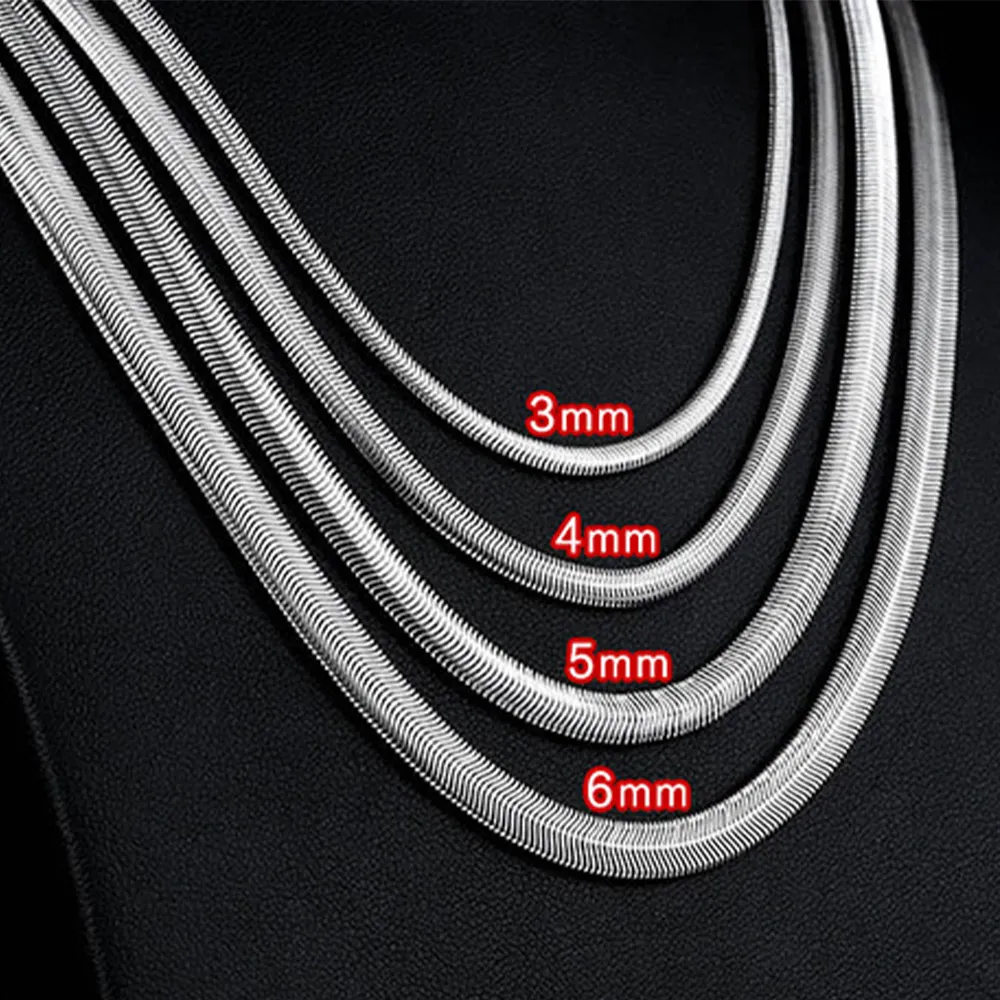 Save Big on Bulk Snake Link Chain Necklace Mens Snake Necklace Silver  Stainless Steel Flat Snake Chain Link Necklace For Men Women, 3mm 6mm  Width,