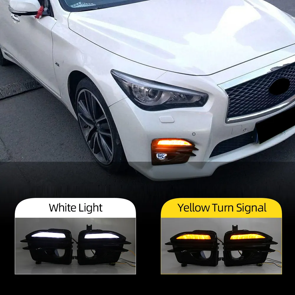 2 Unids Car LED Luz de funcionamiento diurna para Infiniti Q50 Sport Model 2014 2015 2016 2017 2018 2018 2019 DRL FOG Lámpara de la luz de la luz de la luz